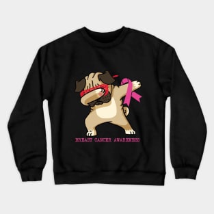 funny breast cancer awareness dabbing pug t shirt Crewneck Sweatshirt